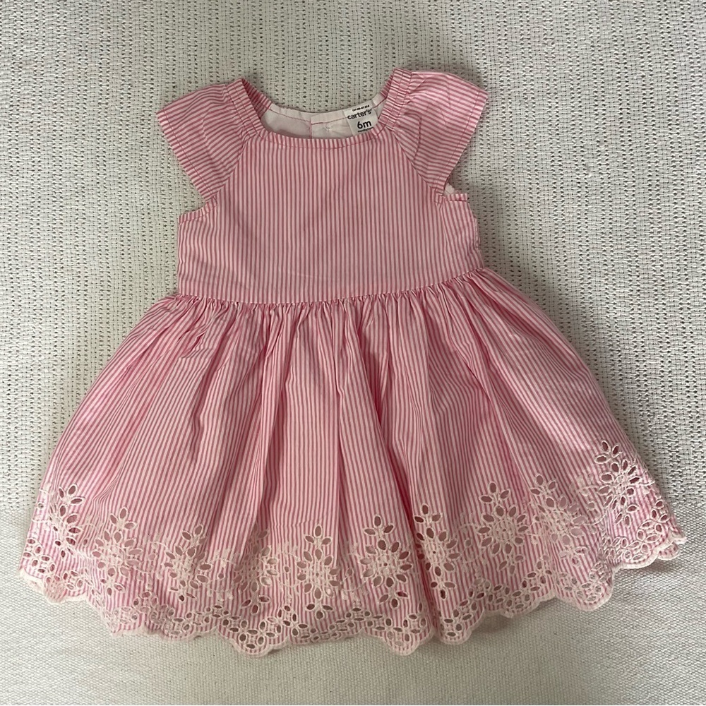 Carter's Pink Flutter Sleeve Crew Neck Sundress